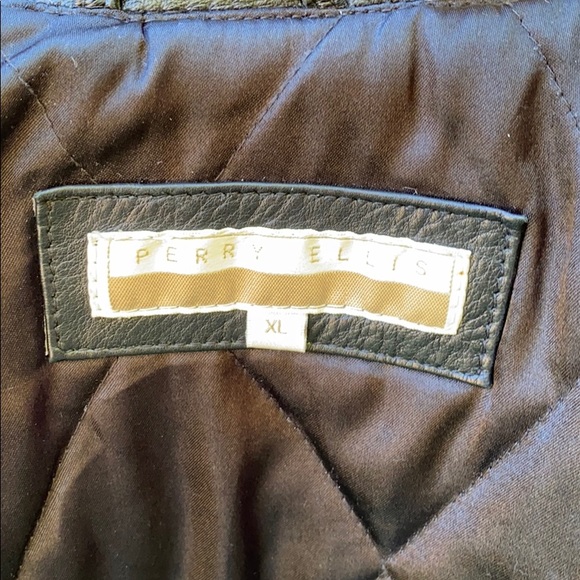 Perry Ellis Sleek Classic Black Essential Staple Top Gun Leather Bomber Jacket - Picture 8 of 11